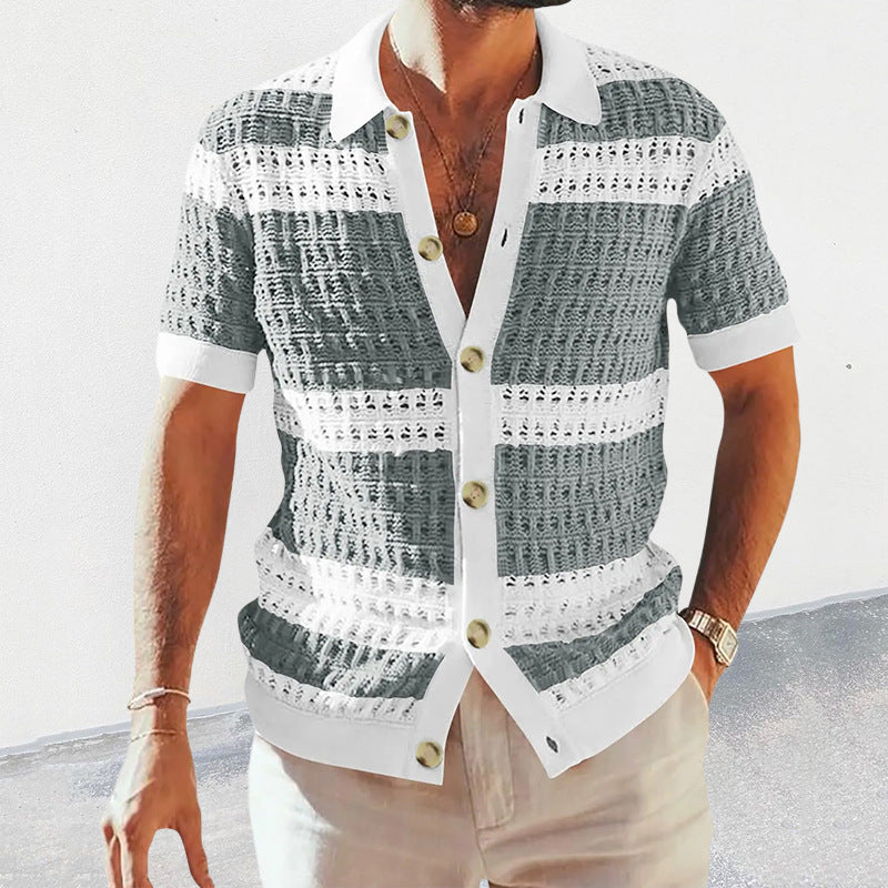 Knitted Shirt Men's Polo Neck Short Sleeve