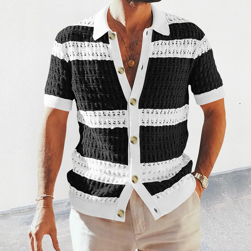 Knitted Shirt Men's Polo Neck Short Sleeve