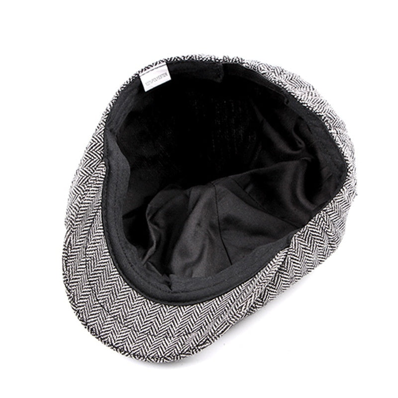 Fashion Retro Octagonal Hat Male Fashion Plaid Beret