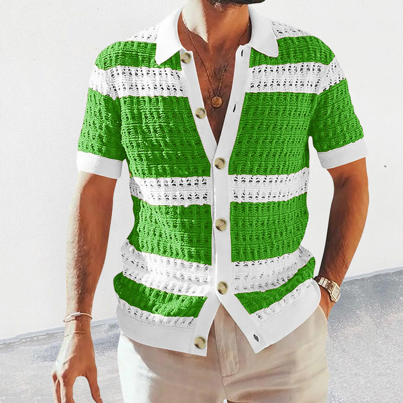Knitted Shirt Men's Polo Neck Short Sleeve