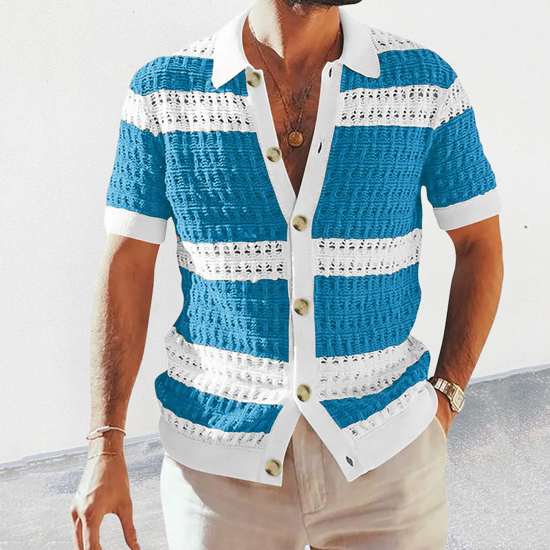 Knitted Shirt Men's Polo Neck Short Sleeve