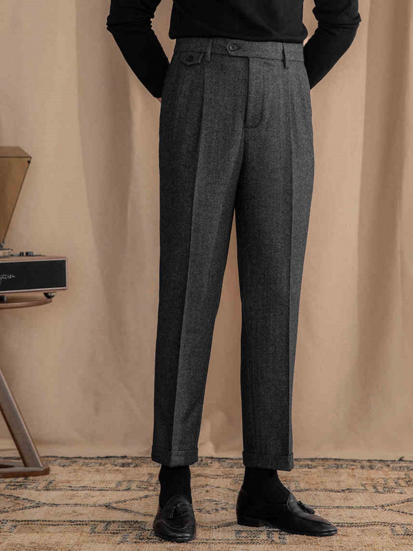 Retro Herringbone Trousers