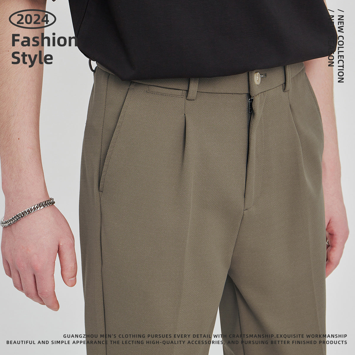 Business Slim-fitting Ankle Length Trousers Anti-wrinkle Straight