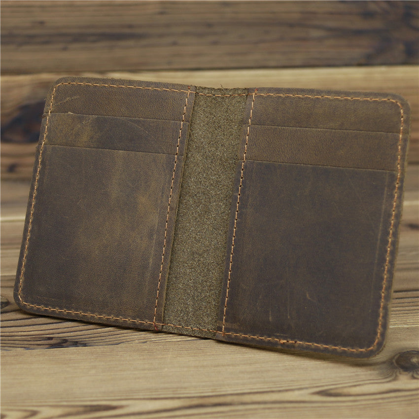 Cowhide Card Holder Pocket Simple