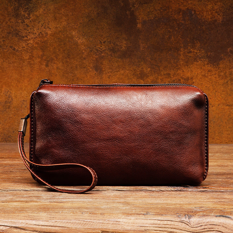Retro Hand-rub Color Skeleton-skin Handbag PU Leather