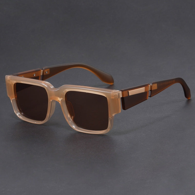 Gray Blue Square Thick Frame Sunglasses UV-proof Retro Sun Glasses