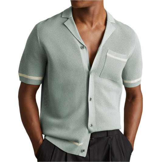 Cuban Collar Short Sleeve Polo Shirt