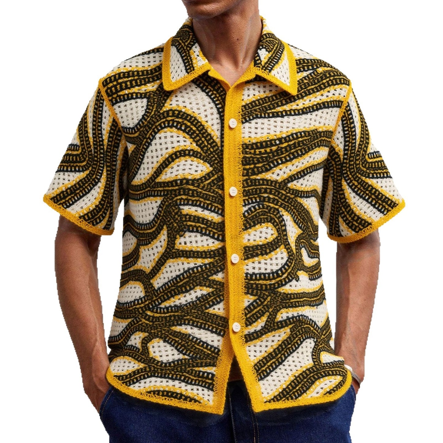 Retro Hand Crocheting Short Sleeve Cardigan