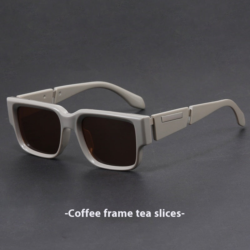 Gray Blue Square Thick Frame Sunglasses UV-proof Retro Sun Glasses