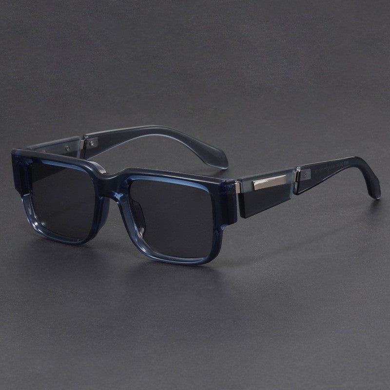 Gray Blue Square Thick Frame Sunglasses UV-proof Retro Sun Glasses