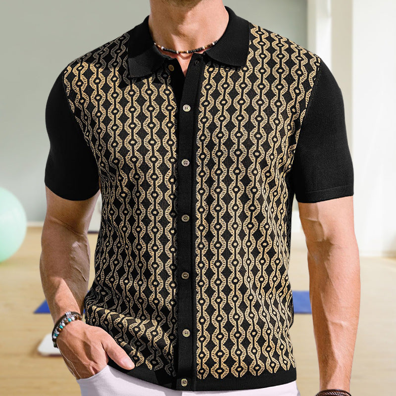 Tencel Short-sleeved Shirt Lapel Jacquard