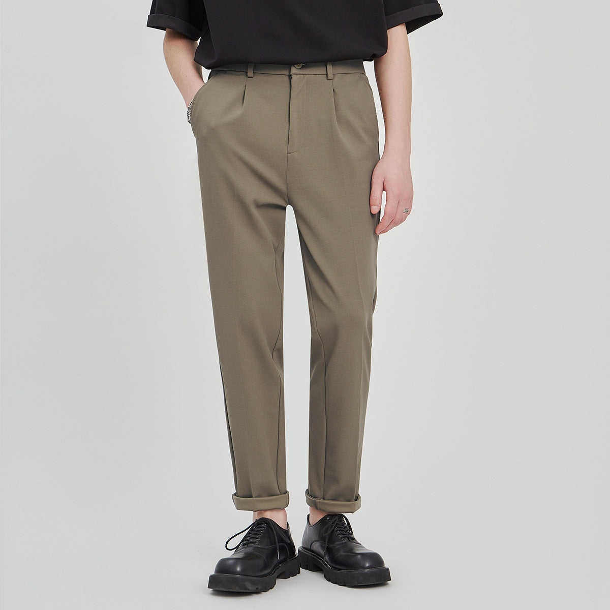 Business Slim-fitting Ankle Length Trousers Anti-wrinkle Straight