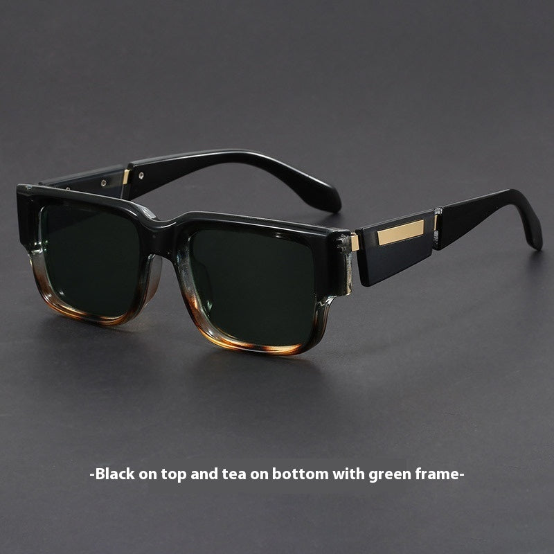 Gray Blue Square Thick Frame Sunglasses UV-proof Retro Sun Glasses