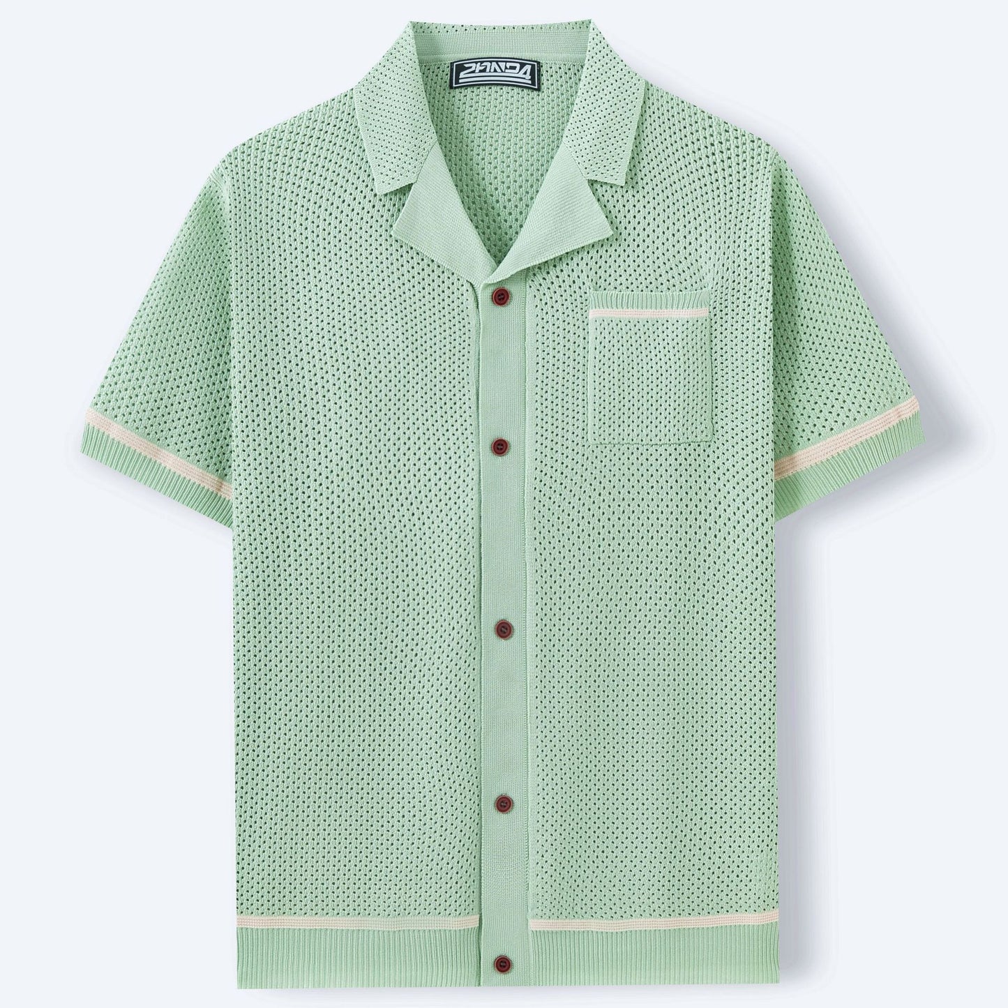 Cuban Collar Short Sleeve Polo Shirt