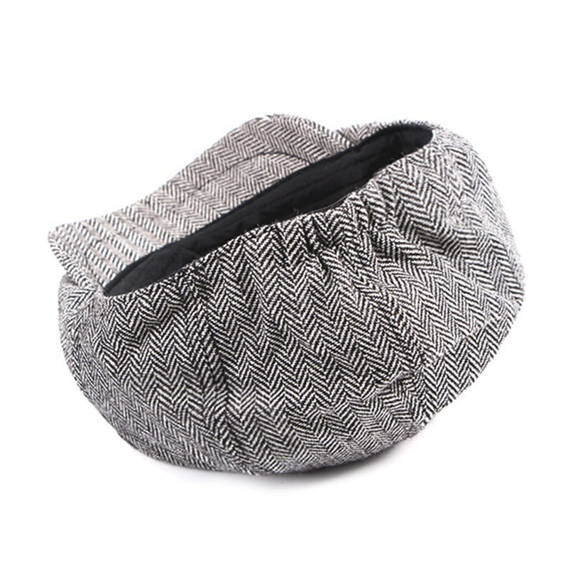 Fashion Retro Octagonal Hat Male Fashion Plaid Beret