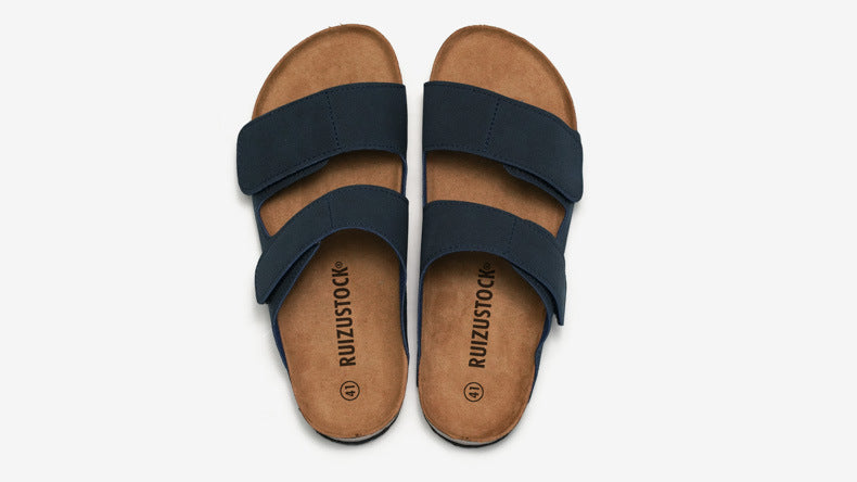 Cork Slippers Premium Velvet Leather Mix