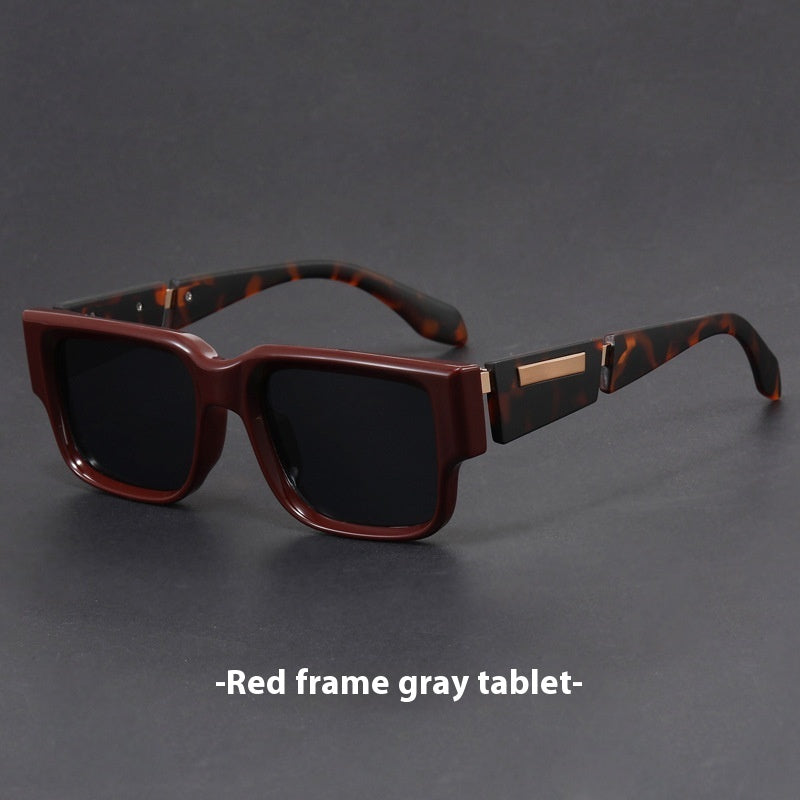 Gray Blue Square Thick Frame Sunglasses UV-proof Retro Sun Glasses
