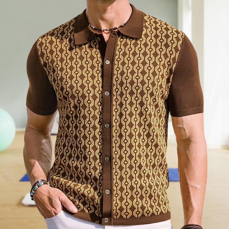 Tencel Short-sleeved Shirt Lapel Jacquard