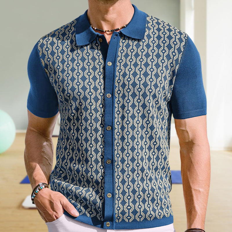 Tencel Short-sleeved Shirt Lapel Jacquard