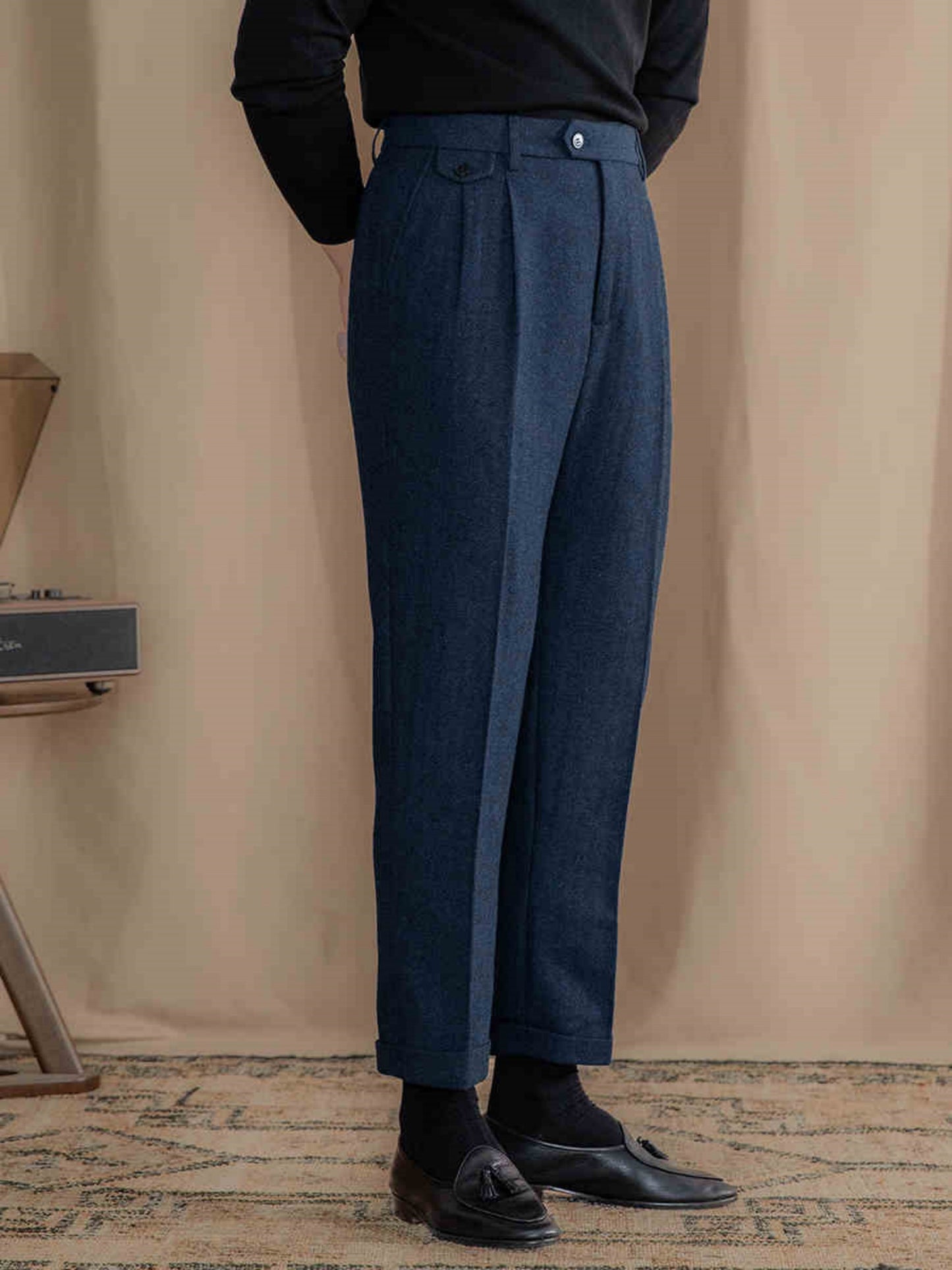 Retro Herringbone Trousers