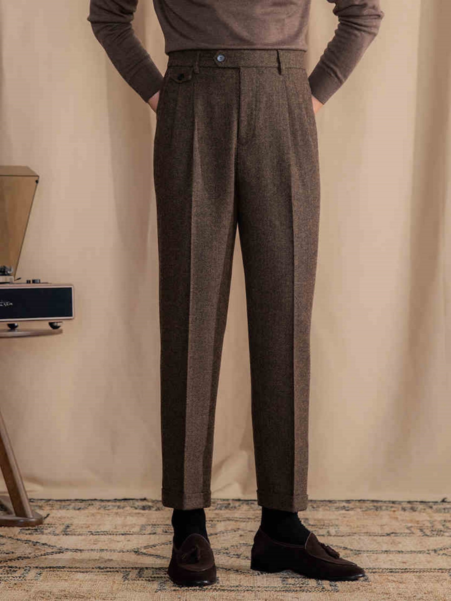 Retro Herringbone Trousers