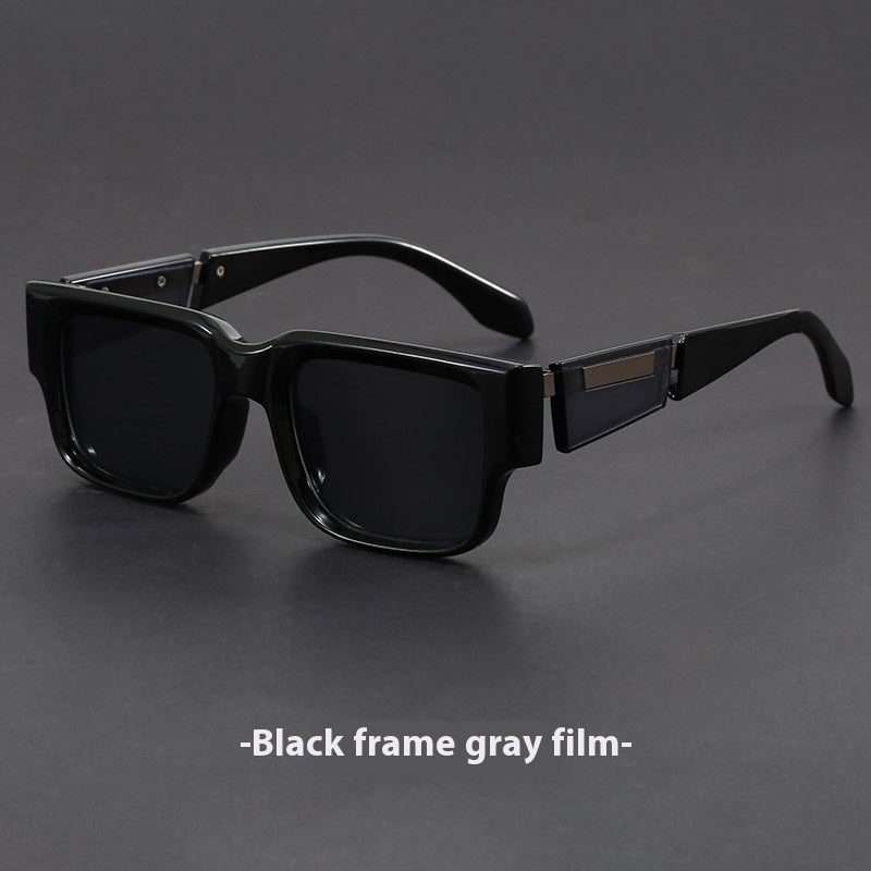 Gray Blue Square Thick Frame Sunglasses UV-proof Retro Sun Glasses