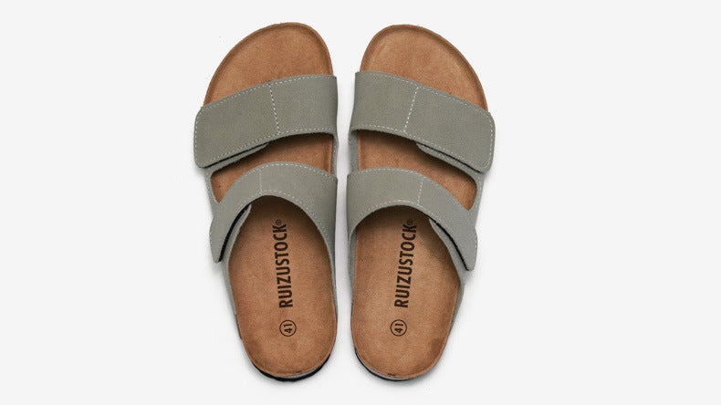 Cork Slippers Premium Velvet Leather Mix