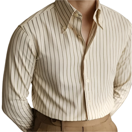 Long Sleeve Slim Fit Casual Striped Shirt