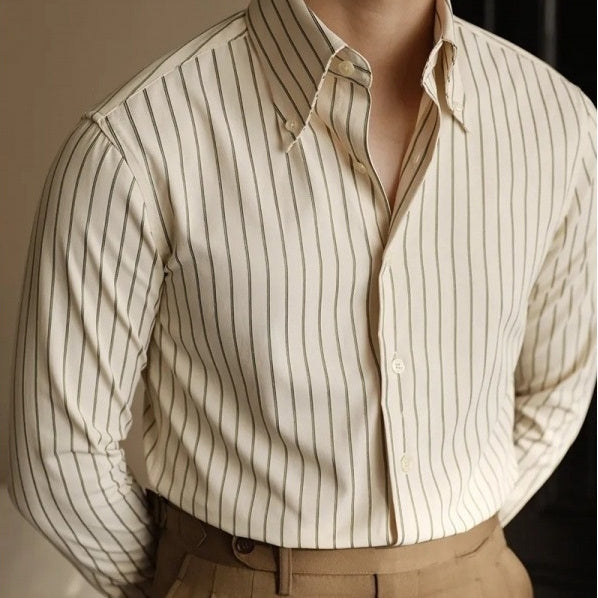 Long Sleeve Slim Fit Casual Striped Shirt