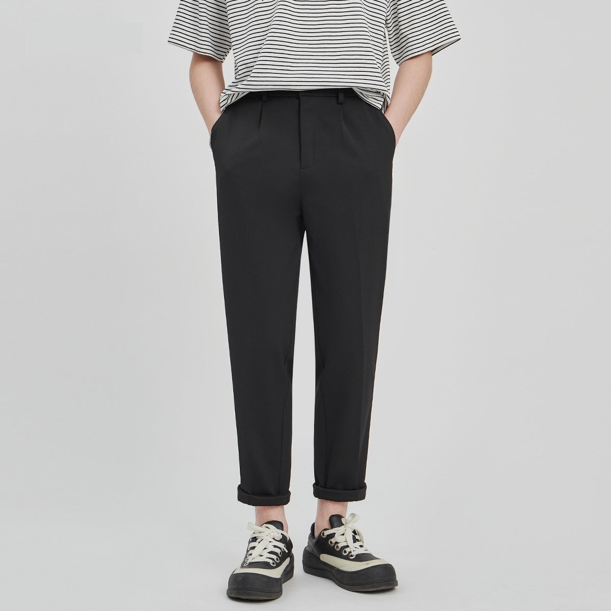 Business Slim-fitting Ankle Length Trousers Anti-wrinkle Straight