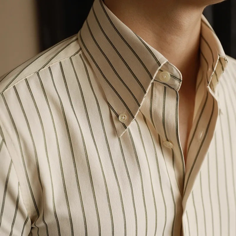 Long Sleeve Slim Fit Casual Striped Shirt
