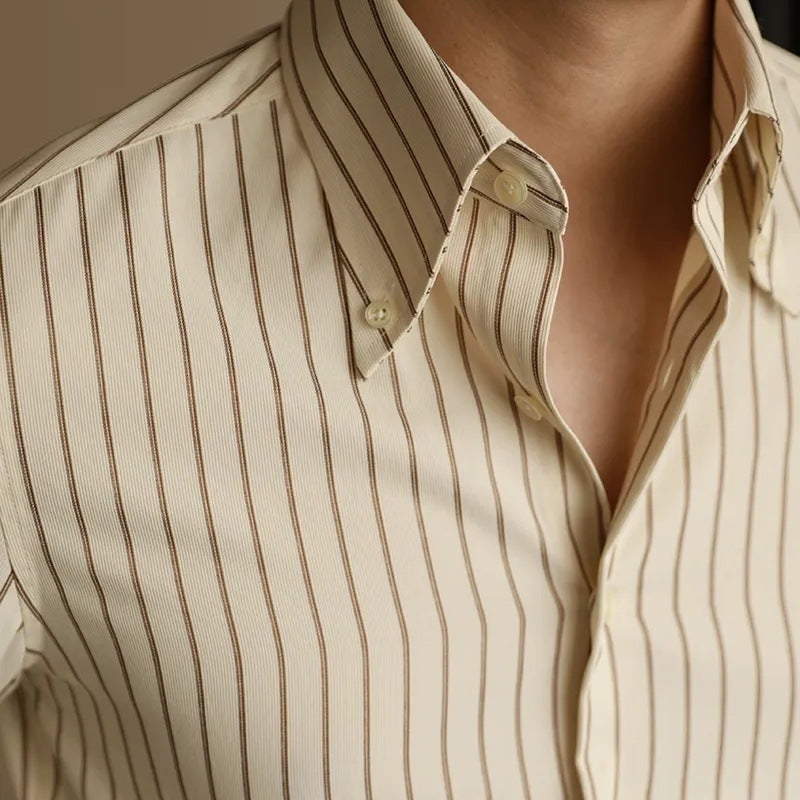 Long Sleeve Slim Fit Casual Striped Shirt