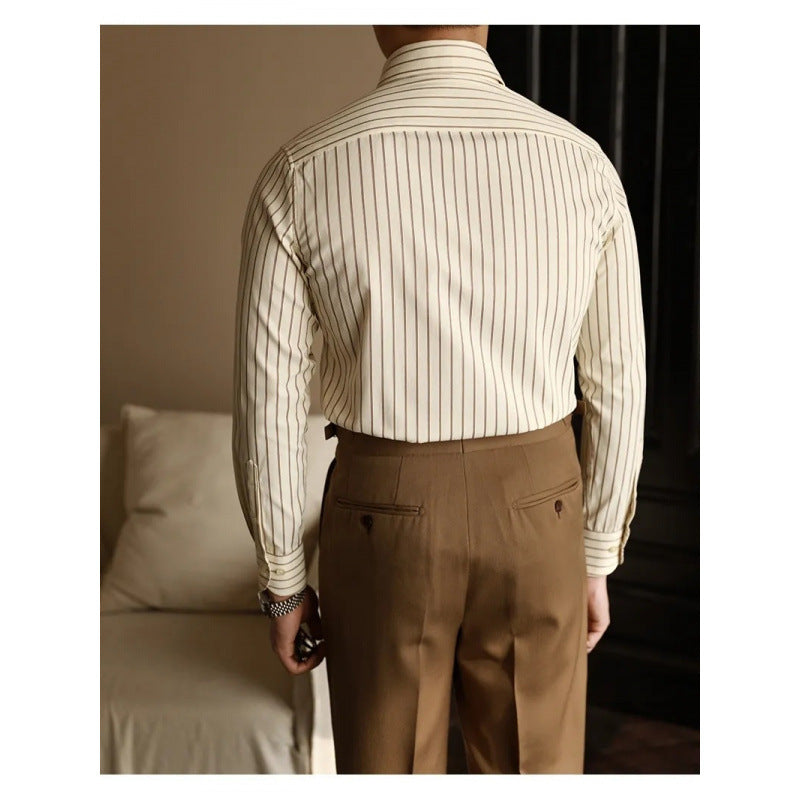 Long Sleeve Slim Fit Casual Striped Shirt