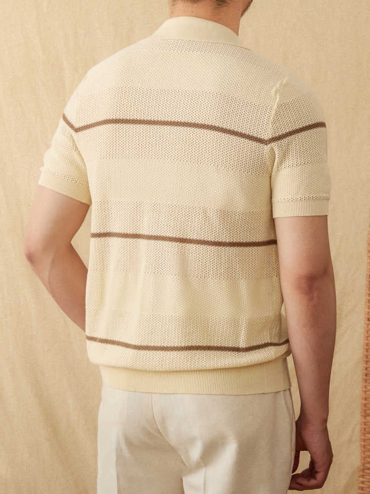 Lapel Casual Fashion Cotton Short Sleeve Knitted Cardigan
