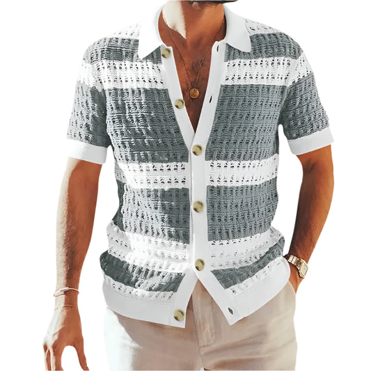 Knitted Shirt Men's Polo Neck Short Sleeve