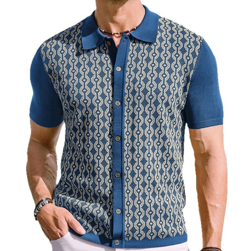 Tencel Short-sleeved Shirt Lapel Jacquard