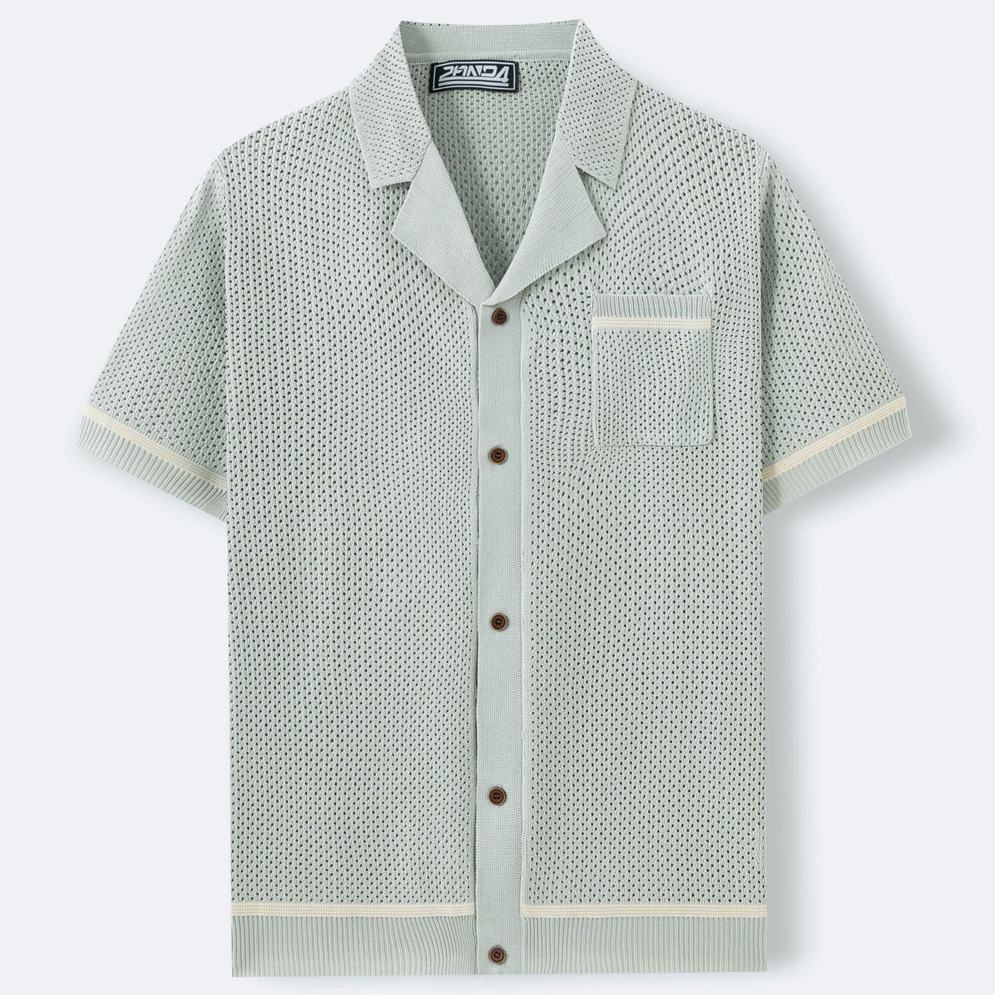 Cuban Collar Short Sleeve Polo Shirt