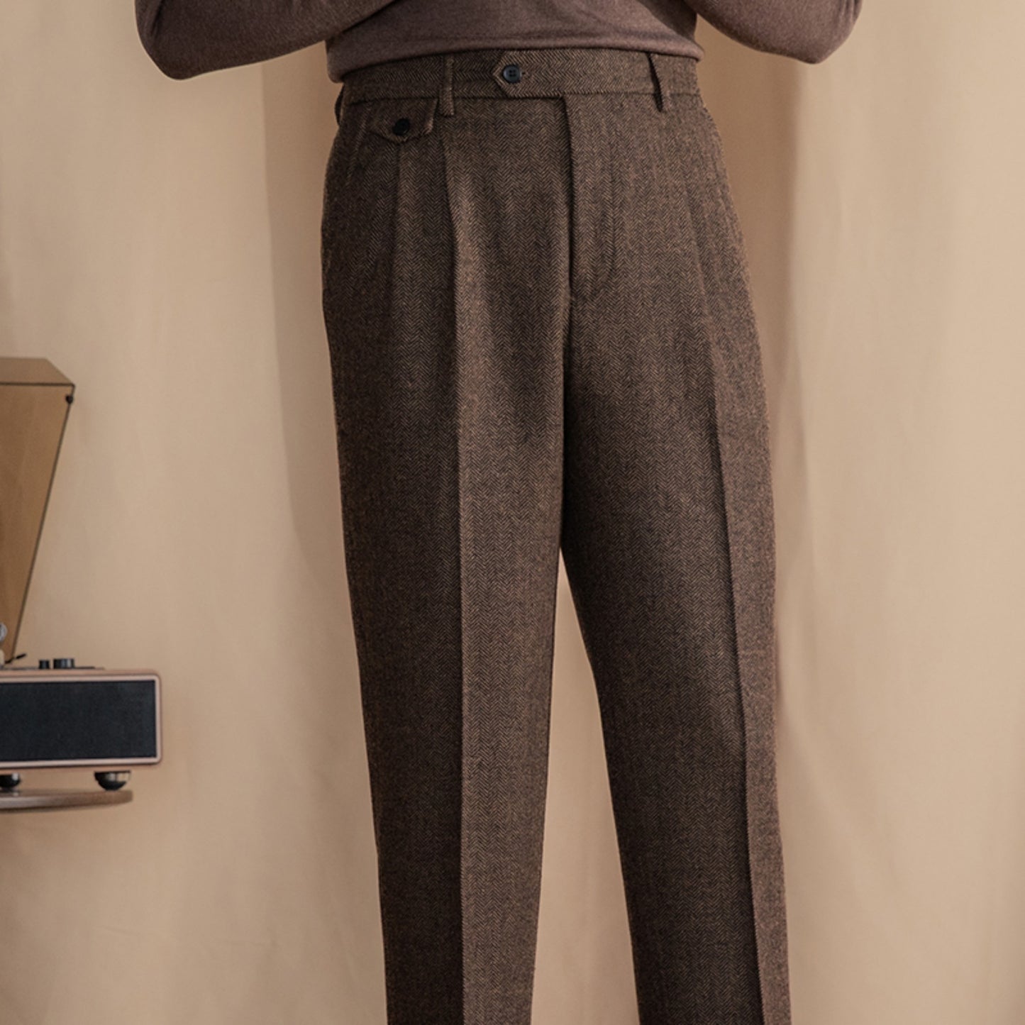 Retro Herringbone Trousers