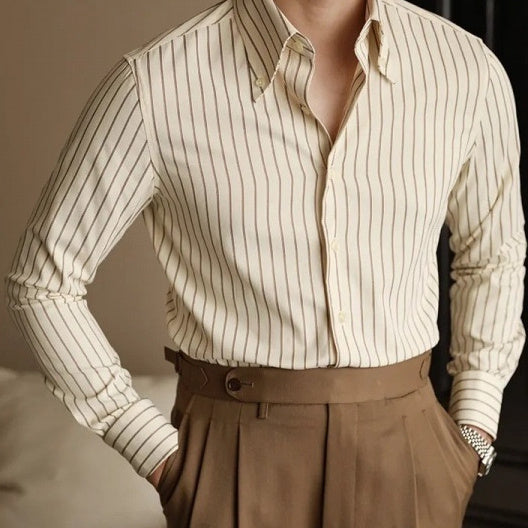 Long Sleeve Slim Fit Casual Striped Shirt