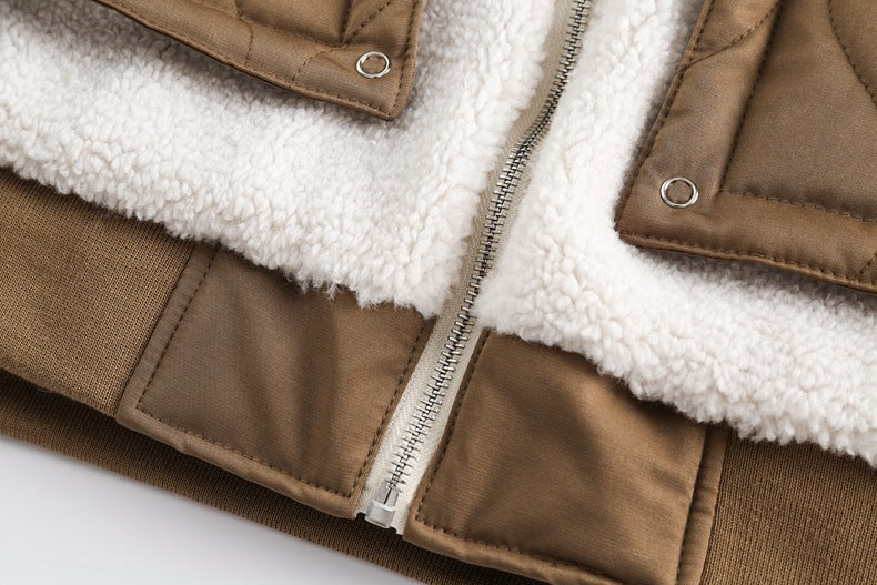 Loose Cardigan Coat Lapel Warm-keeping Cotton