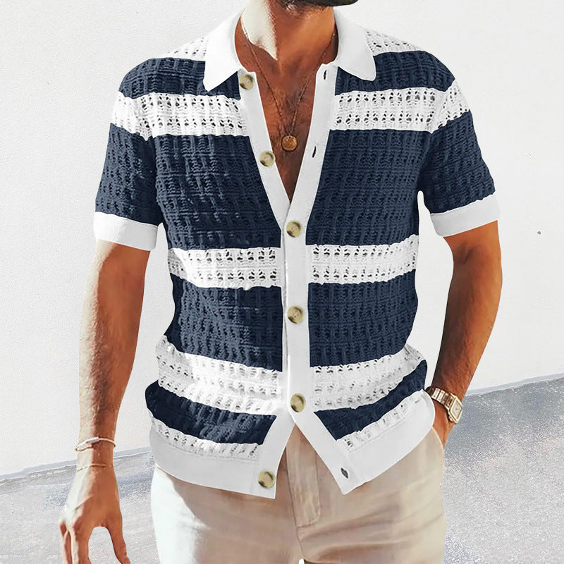 Knitted Shirt Men's Polo Neck Short Sleeve