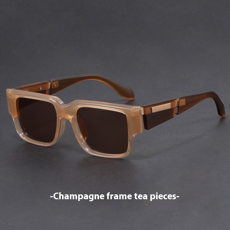 Gray Blue Square Thick Frame Sunglasses UV-proof Retro Sun Glasses